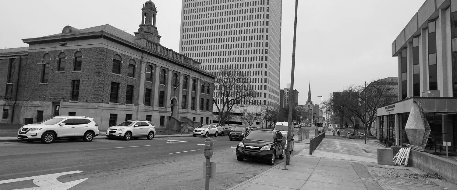Typical morning commute to a downtown Ontario courthouse for jury duty