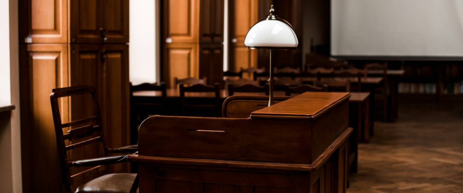 Illustrative overview of an Ontario criminal courtroom during a jury trial